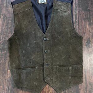 Vintage Suede Leather Vest – Basic Editions – Size Medium